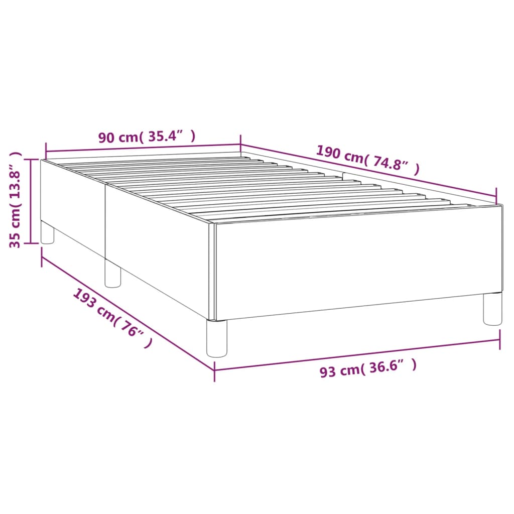 Sengeramme uten madrass lysegrå 90x190 cm Single stoff