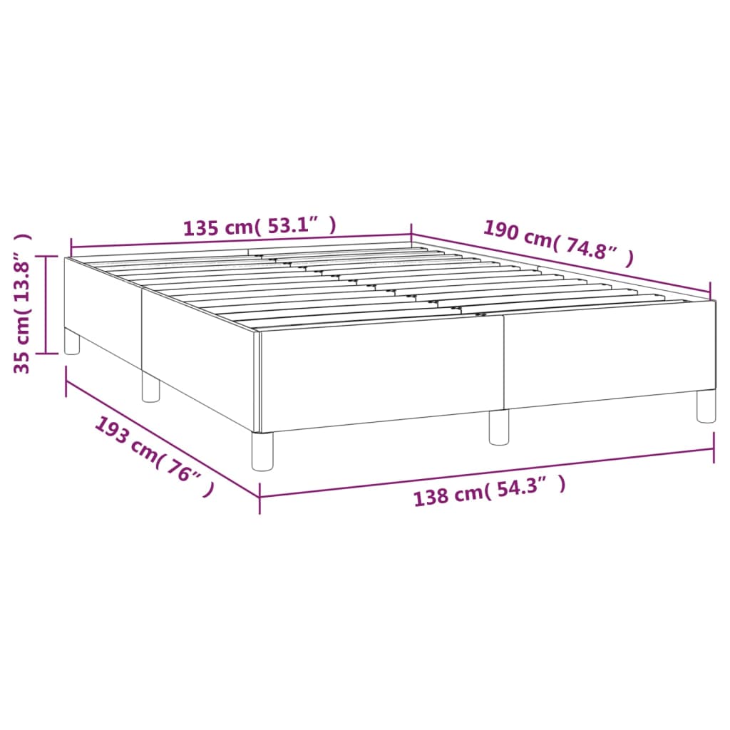 Sengeramme uten madrass lysegrå 135x190 cm Double stoff