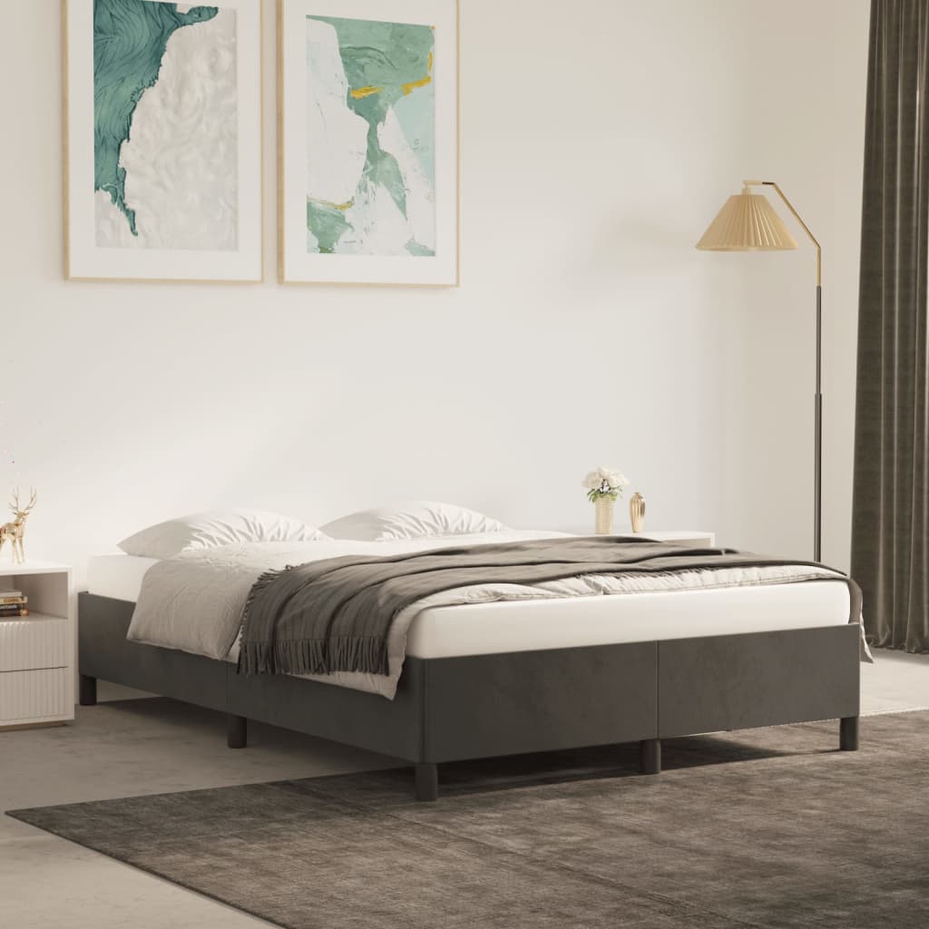 Sengeramme uten madrass mørkegrå 135x190 cm Double fløyel