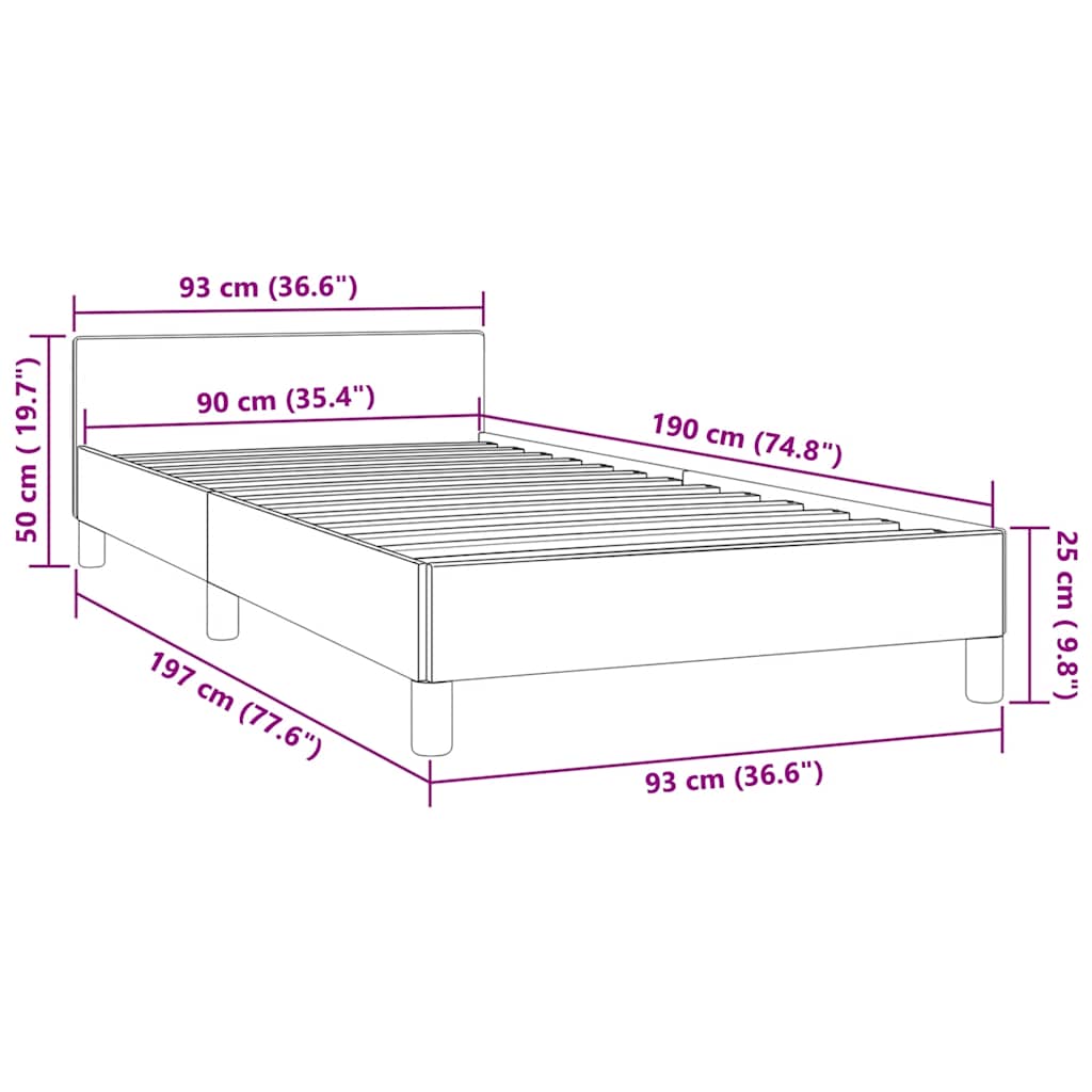 Sengeramme uten madrass mørkegrå 90x190 cm Single stoff