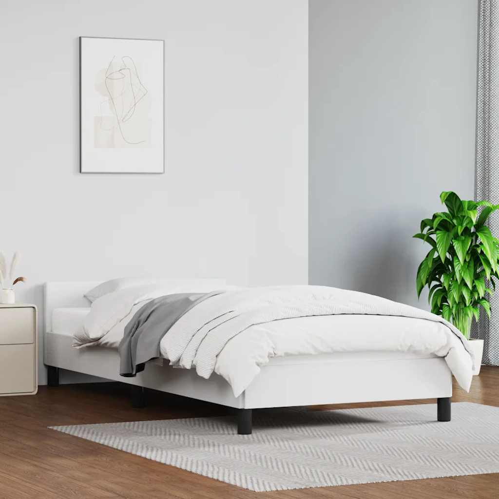 Sengeramme uten madrass hvit 90x190 cm Single kunstskinn