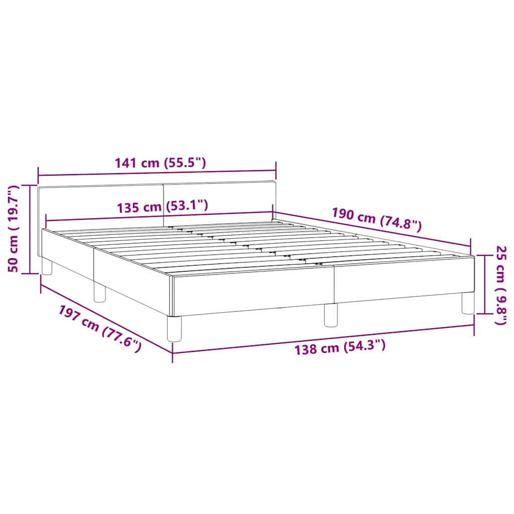 Sengeramme uten madrass svart 135x190 cm Double kunstskinn