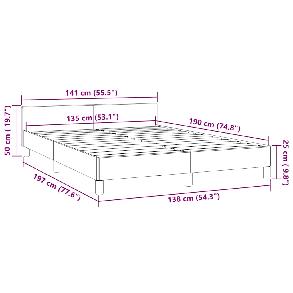 Sengeramme uten madrass hvit 135x190 cm Double kunstskinn