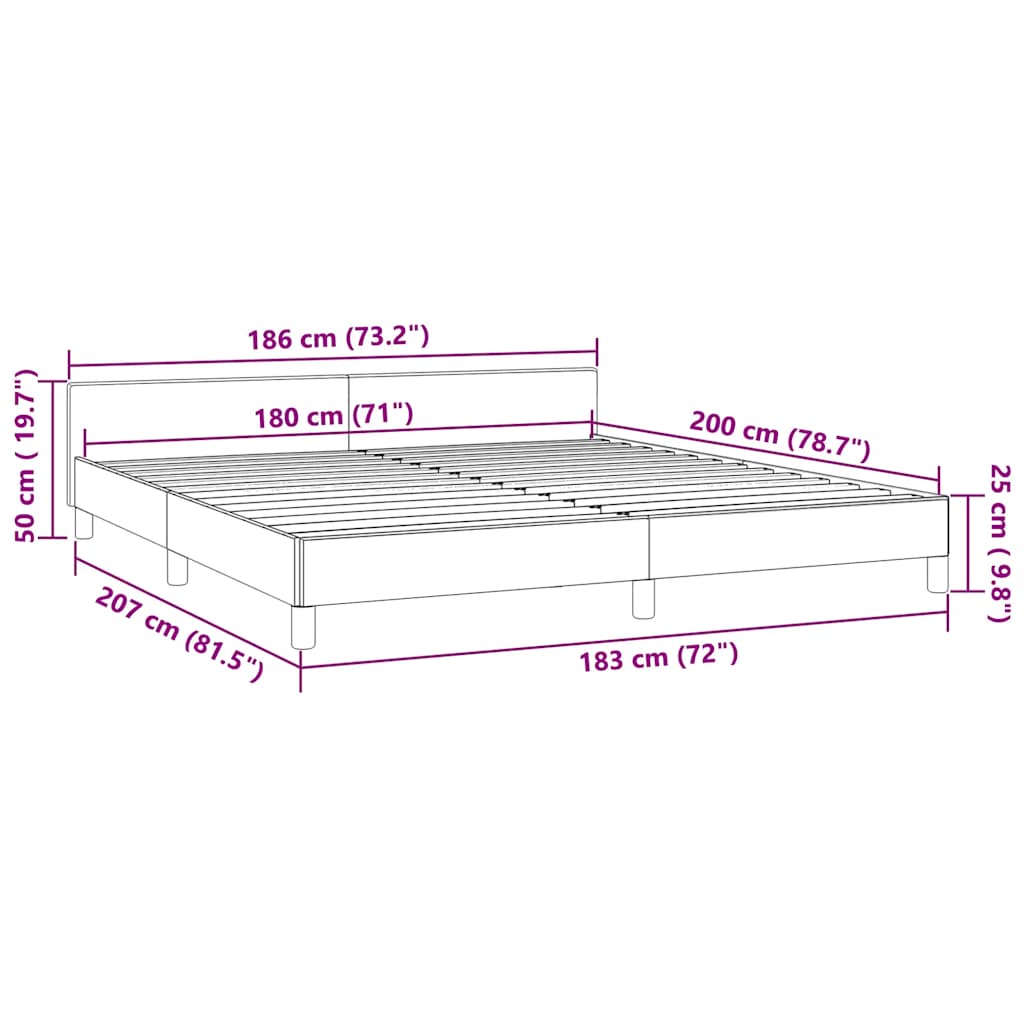 Sengeramme uten madrass mørkegrå 180x200cm Super King fløyel