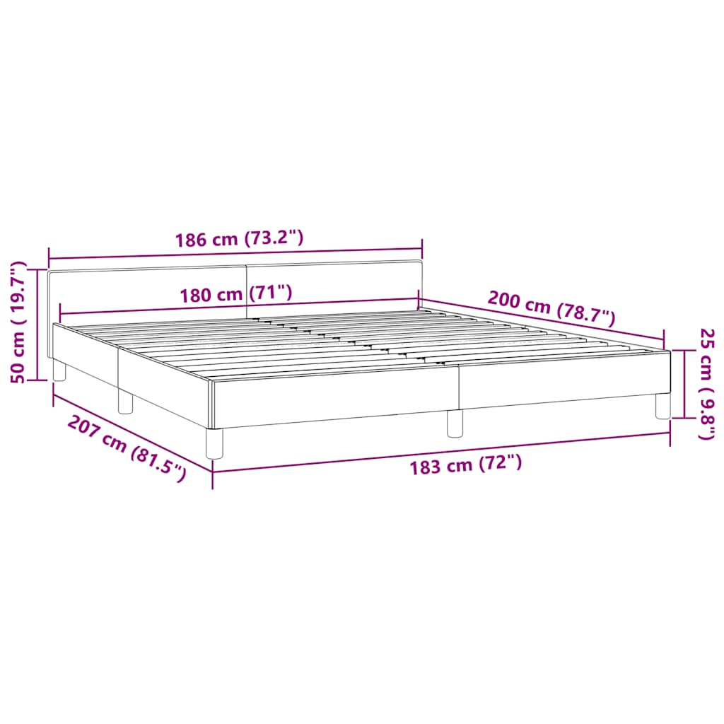 Sengeramme uten madrass svart 180x200cm Super King fløyel