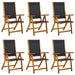 Sammenleggbare stoler 6 stk heltre akasie og textilene