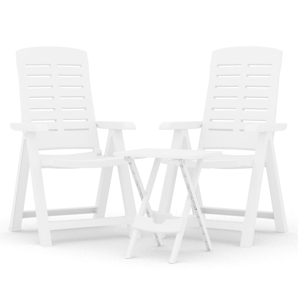 Hagespisestue 3 deler hvit polypropylen vidaXL