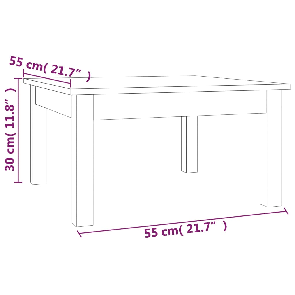 Salongbord 55x55x30 cm heltre furu