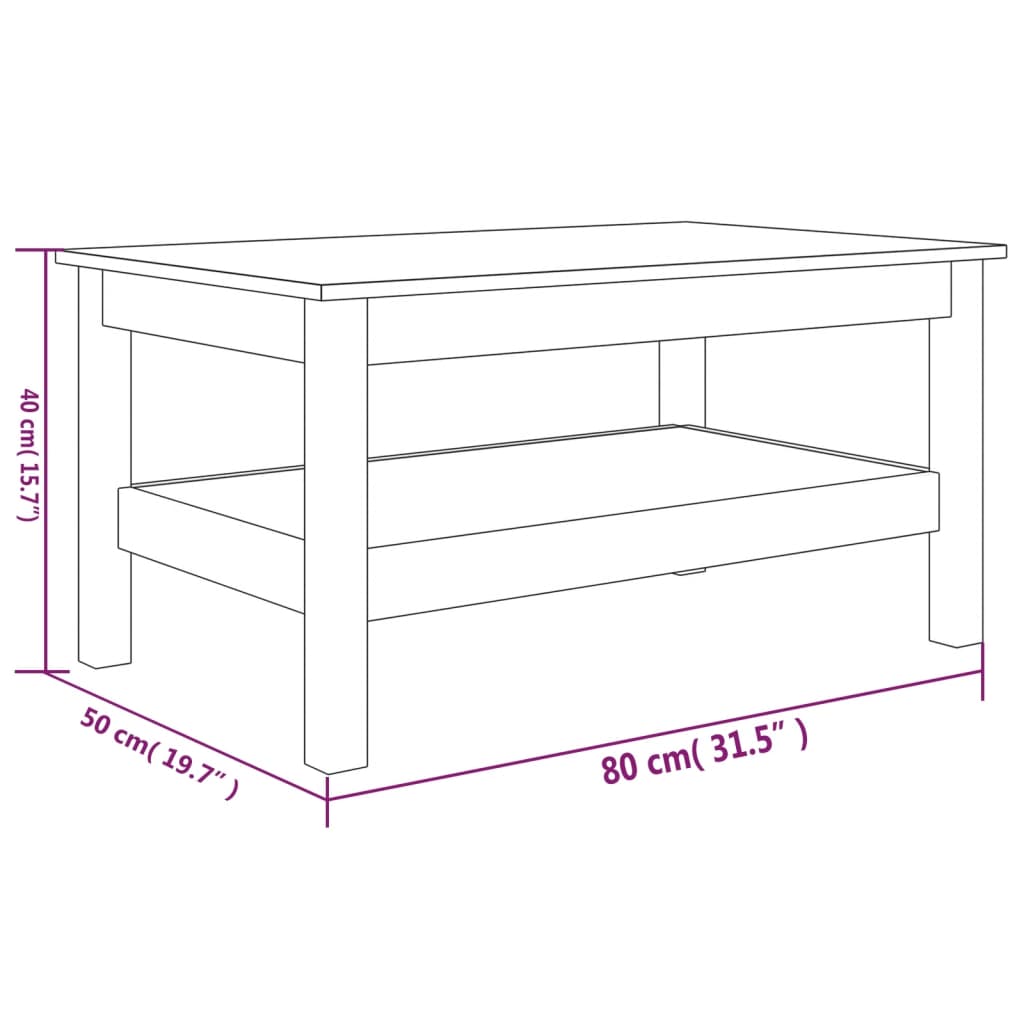 Salongbord 80x50x40 cm heltre furu