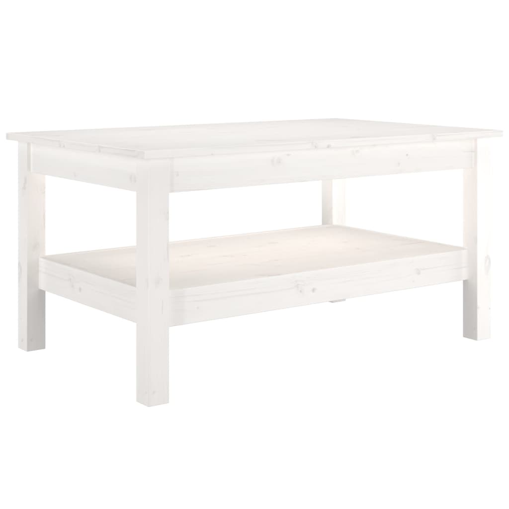 Salongbord hvit 80x50x40 cm heltre furu