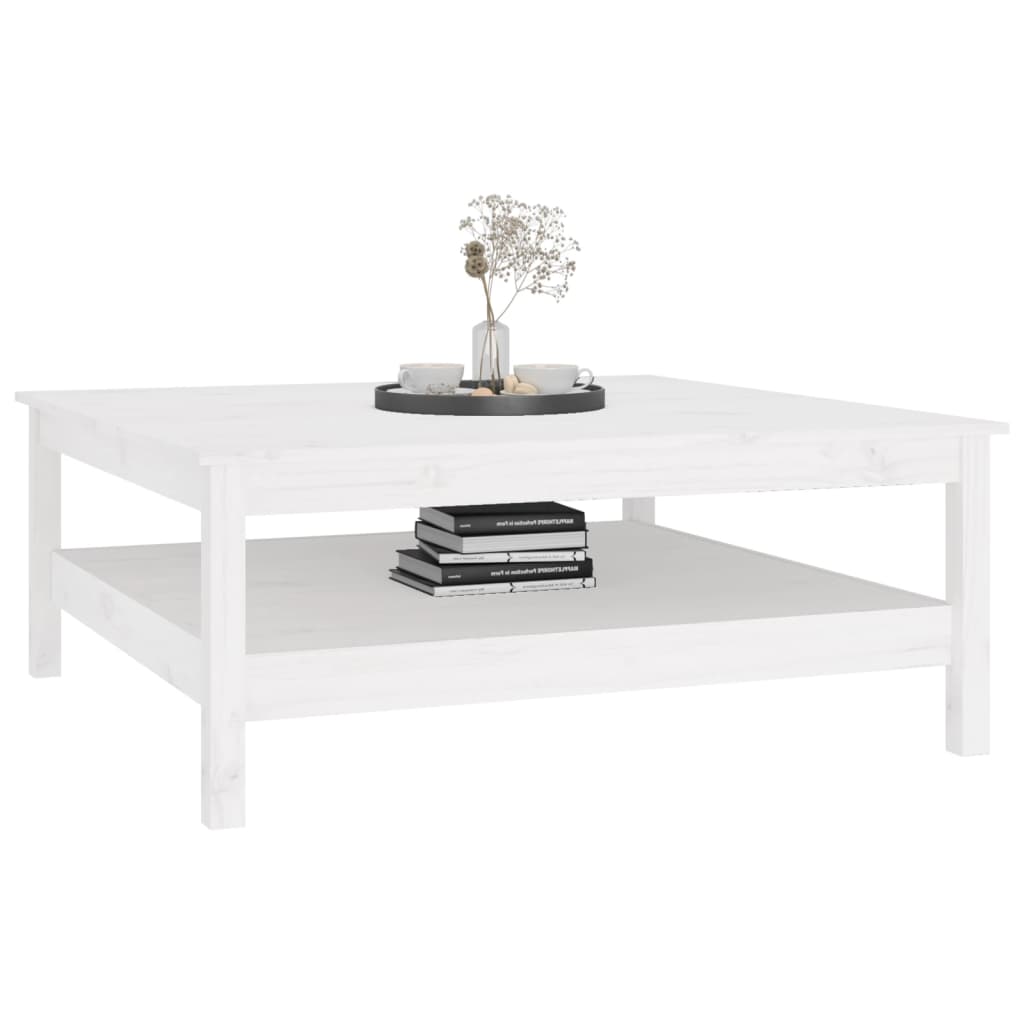Salongbord hvit 100x100x40 cm heltre furu