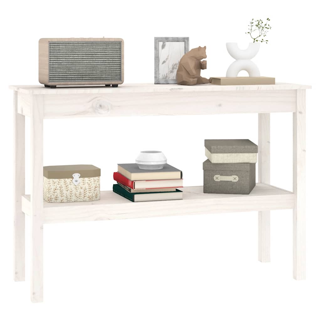 Konsollbord hvit 110x40x75 cm heltre furu