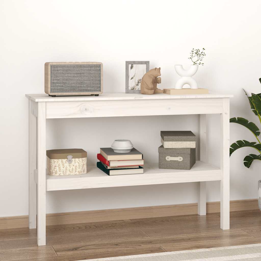 Konsollbord hvit 110x40x75 cm heltre furu