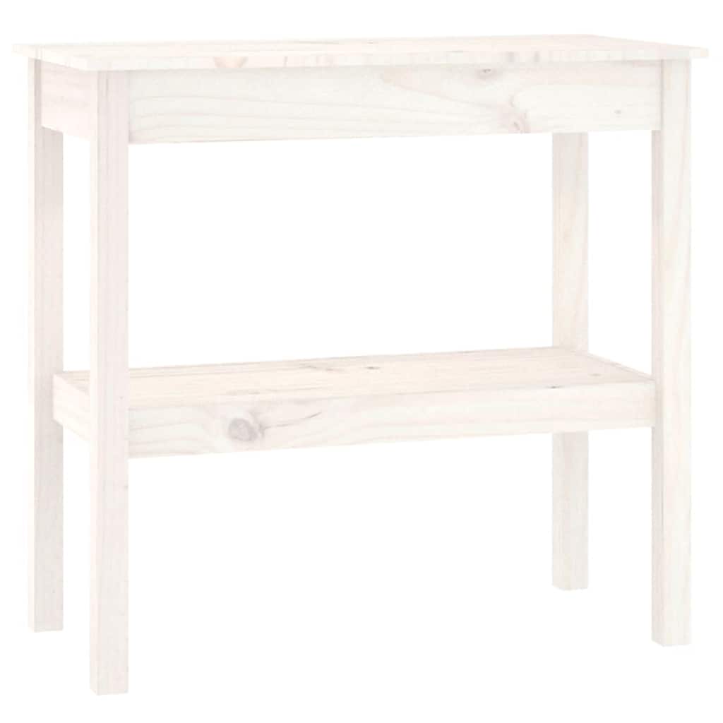 Konsollbord hvit 80x40x75 cm heltre furu