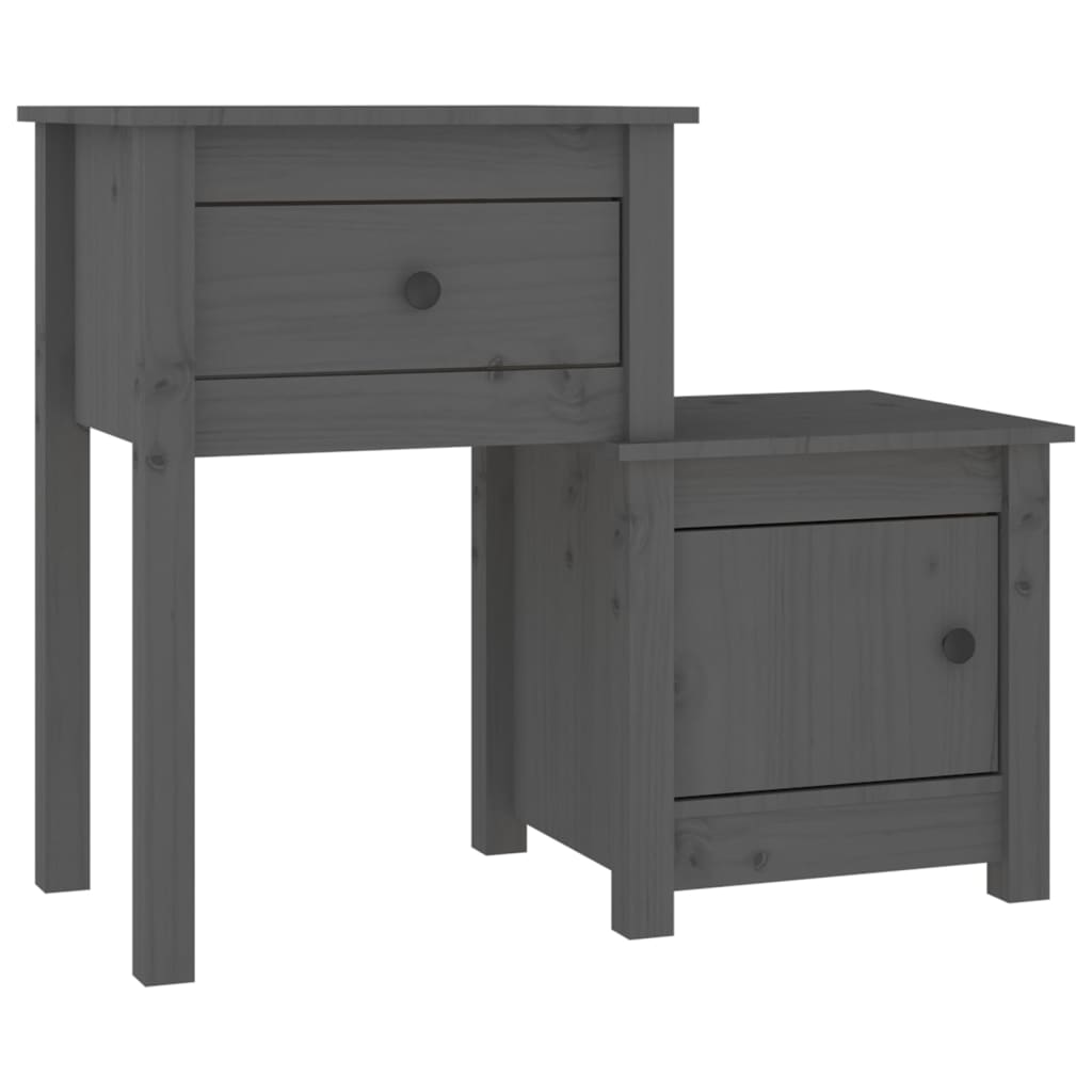 Nattbord 2 stk grå 79,5x38x65,5 heltre furu