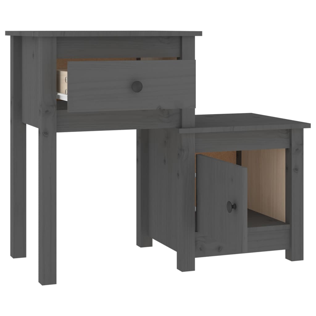 Nattbord 2 stk grå 79,5x38x65,5 heltre furu