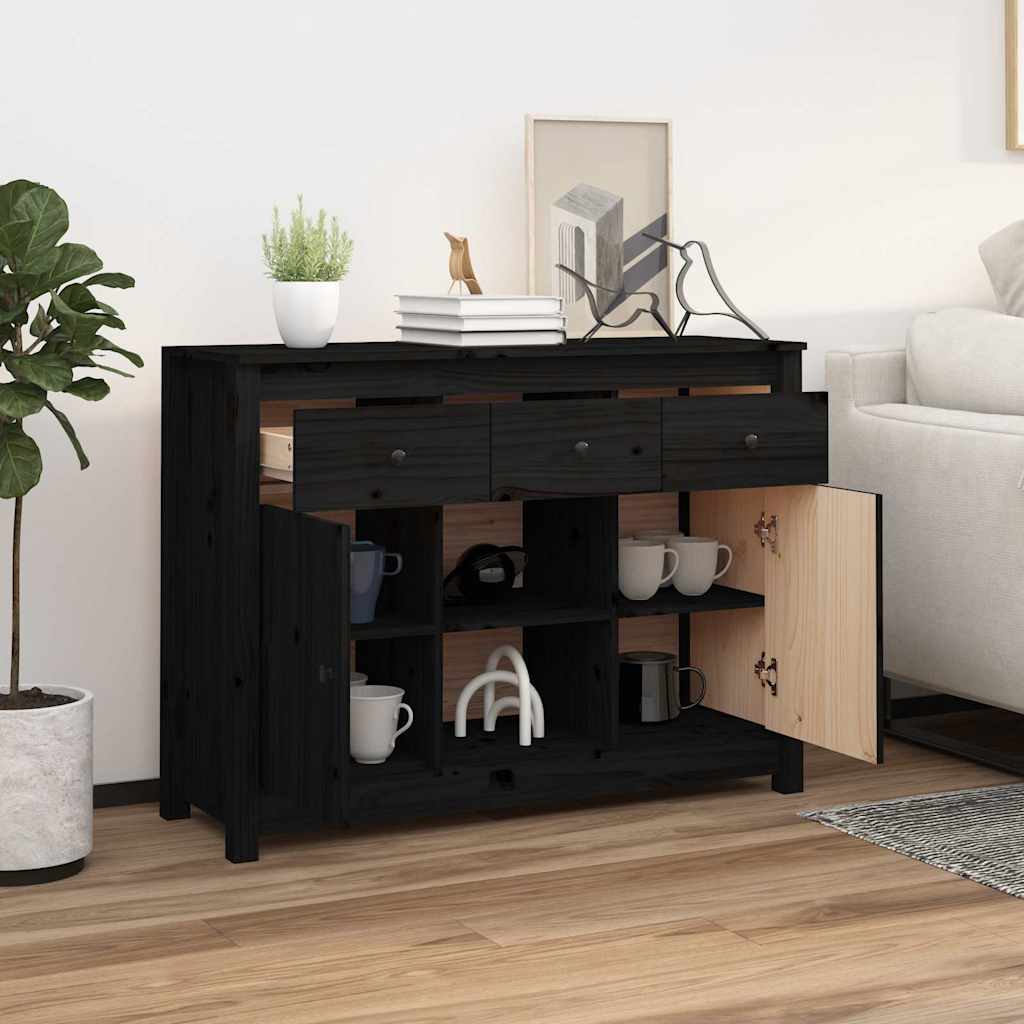 Skjenk svart 100x35x74,5 cm heltre furu