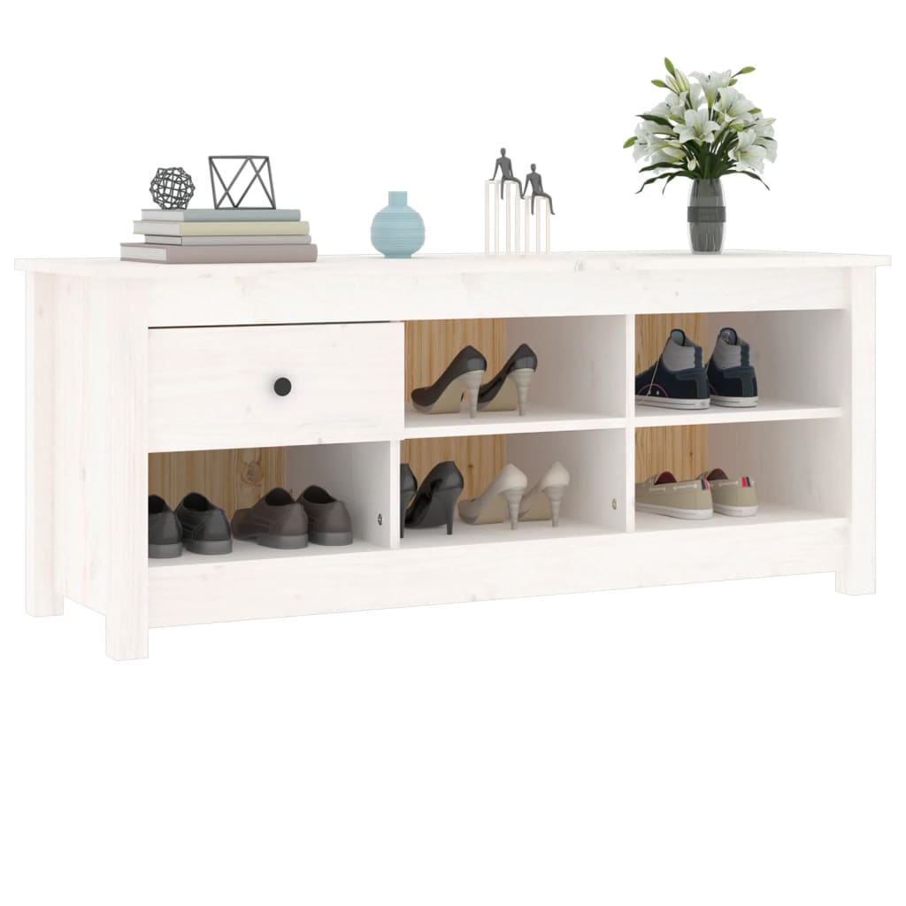 Skoskap hvit 110x38x45,5 cm heltre furu
