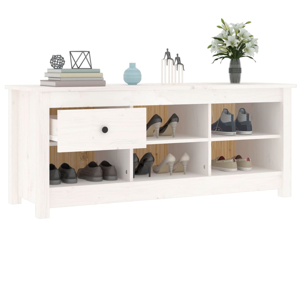 Skoskap hvit 110x38x45,5 cm heltre furu