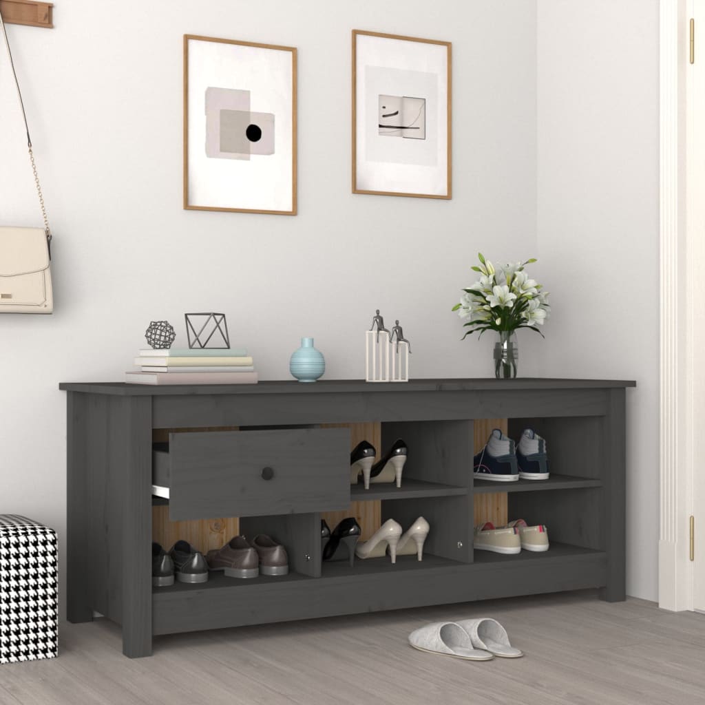 Skoskap grå 110x38x45,5 cm heltre furu