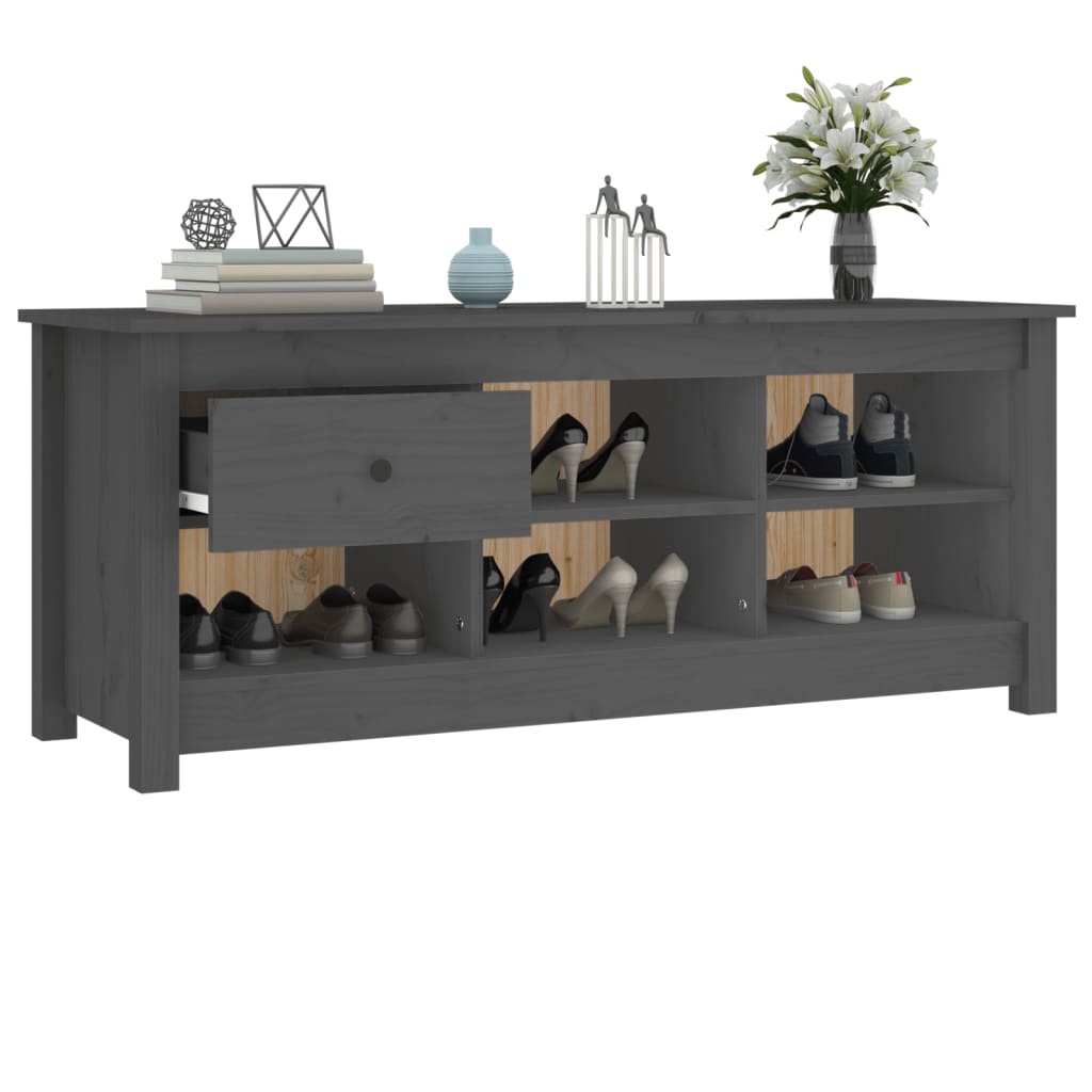 Skoskap grå 110x38x45,5 cm heltre furu