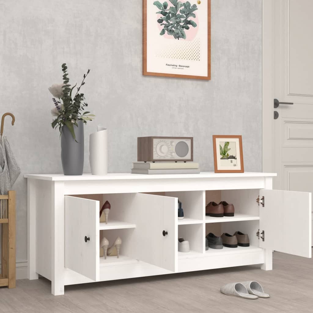 Skoskap hvit 110x38x45,5 cm heltre furu
