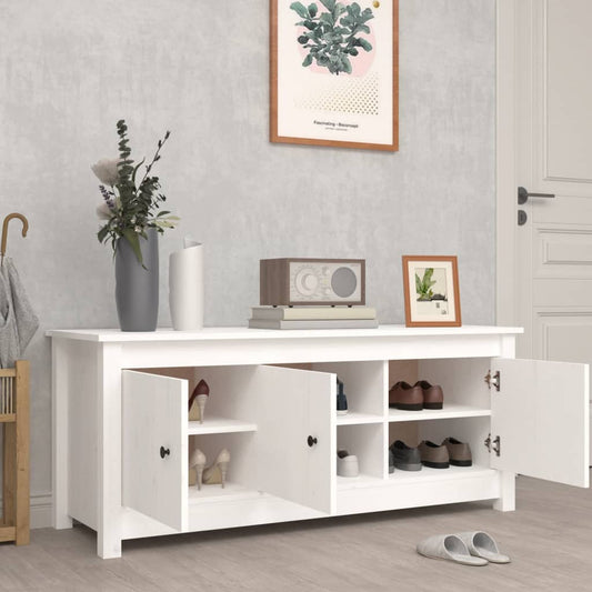 Skoskap hvit 110x38x45,5 cm heltre furu