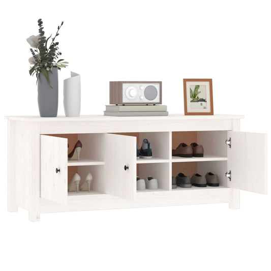 Skoskap hvit 110x38x45,5 cm heltre furu