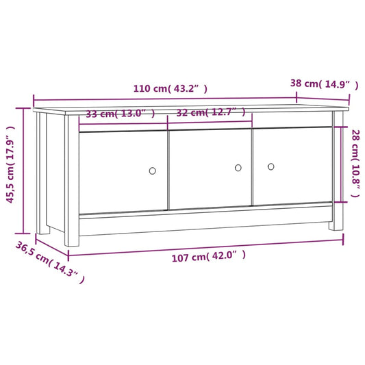 Skoskap hvit 110x38x45,5 cm heltre furu