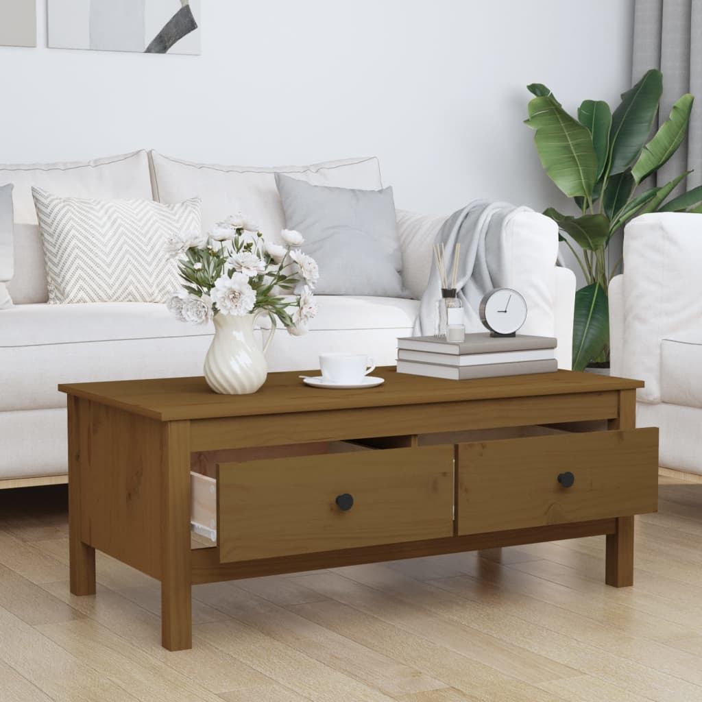 Salongbord honningbrun 100x50x40 cm heltre furu