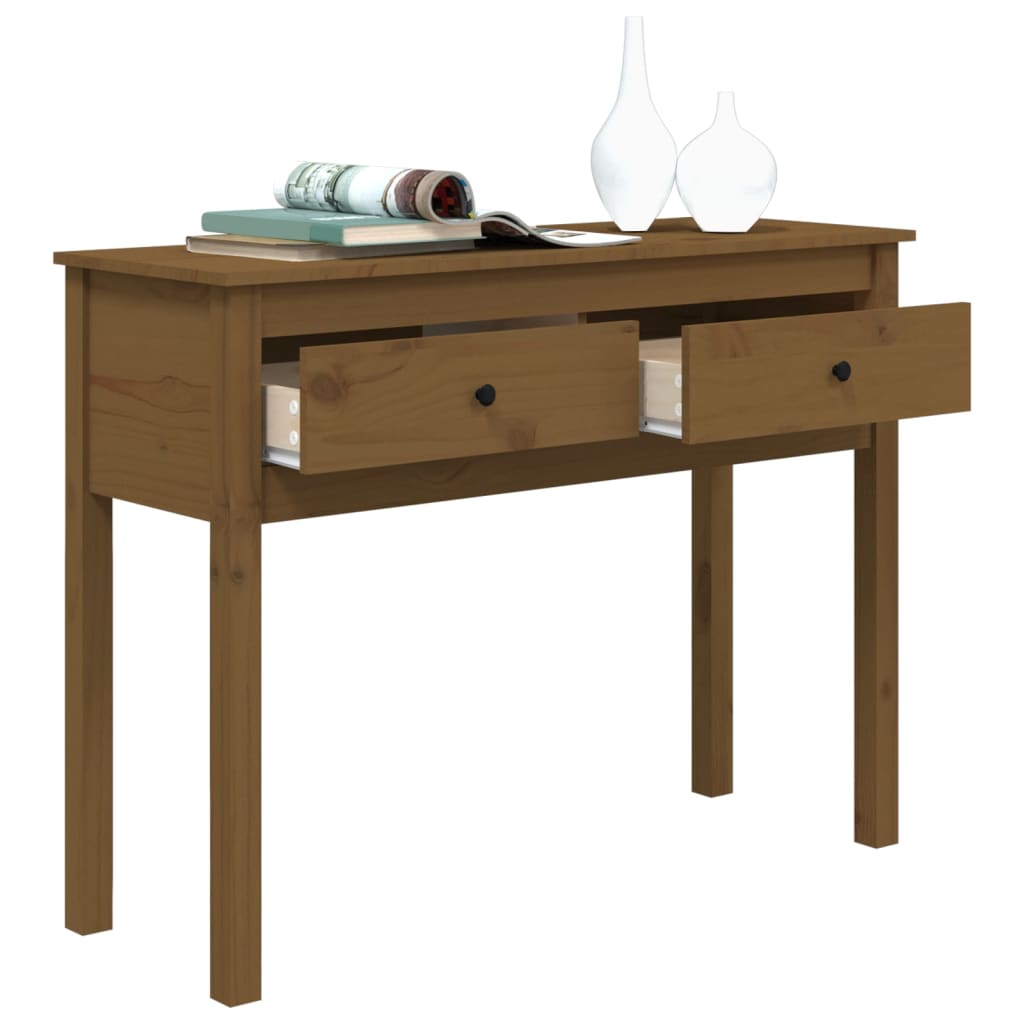 Konsollskap honningbrun 100x35x75 cm heltre furu