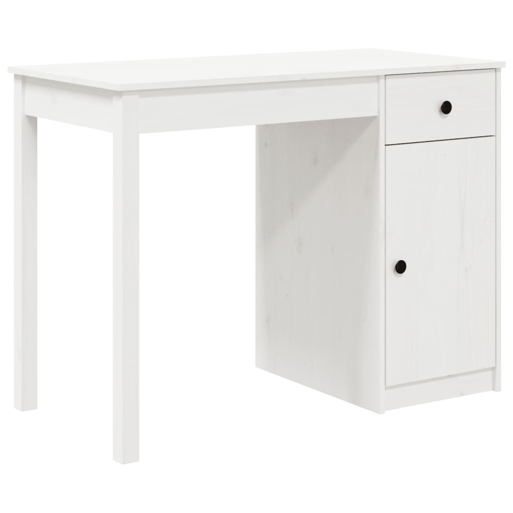 Skrivebord hvit 100x50x75 cm heltre furu