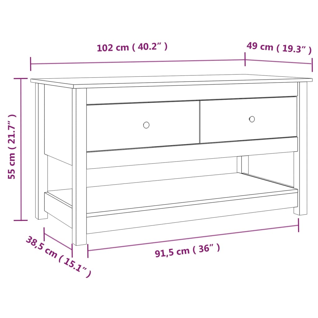 Salongbord 102x49x55 cm heltre furu