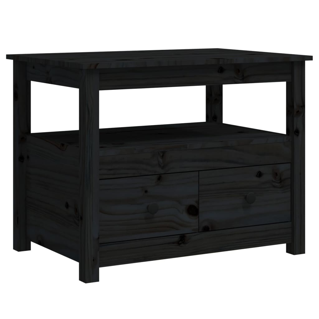 Salongbord svart 71x49x55 cm heltre furu