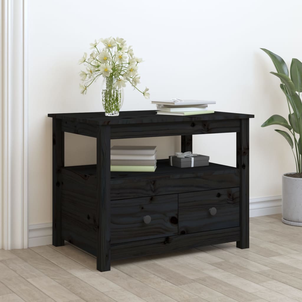 Salongbord svart 71x49x55 cm heltre furu
