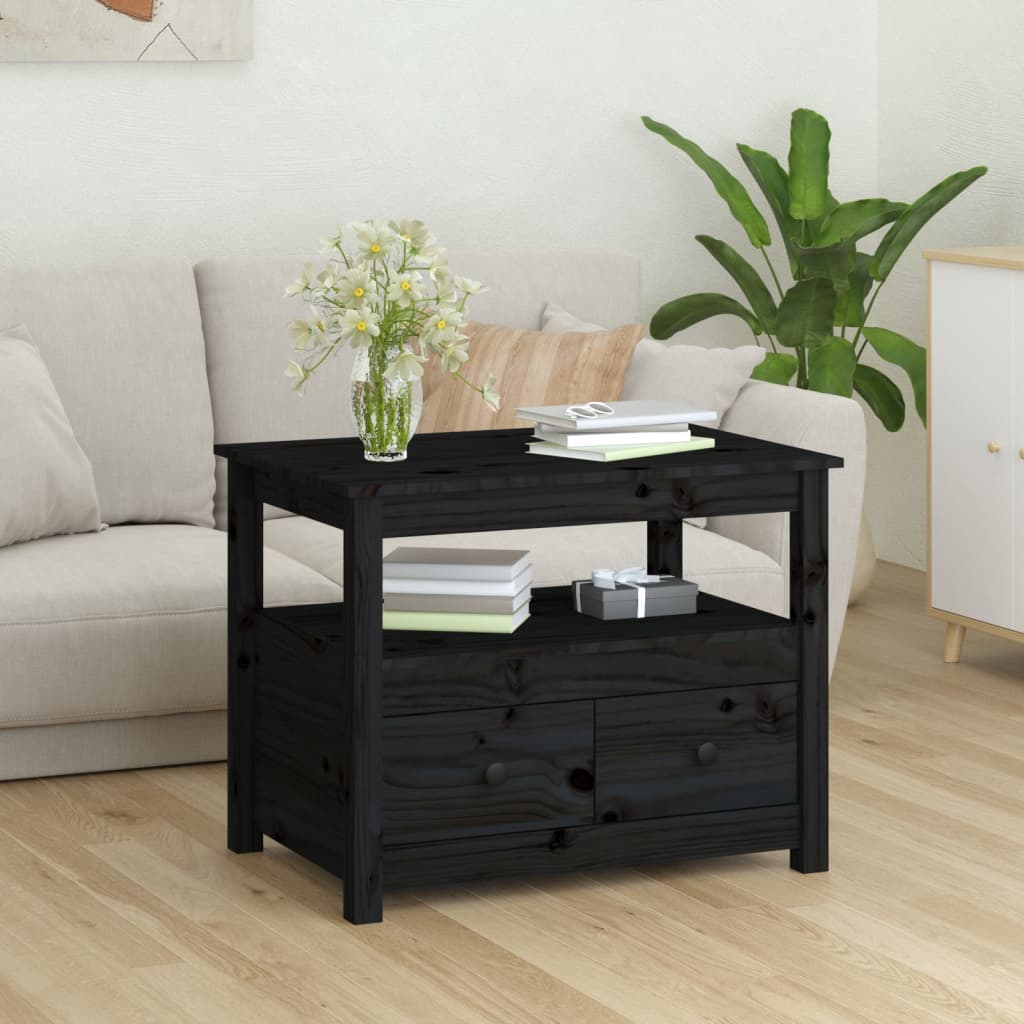 Salongbord svart 71x49x55 cm heltre furu