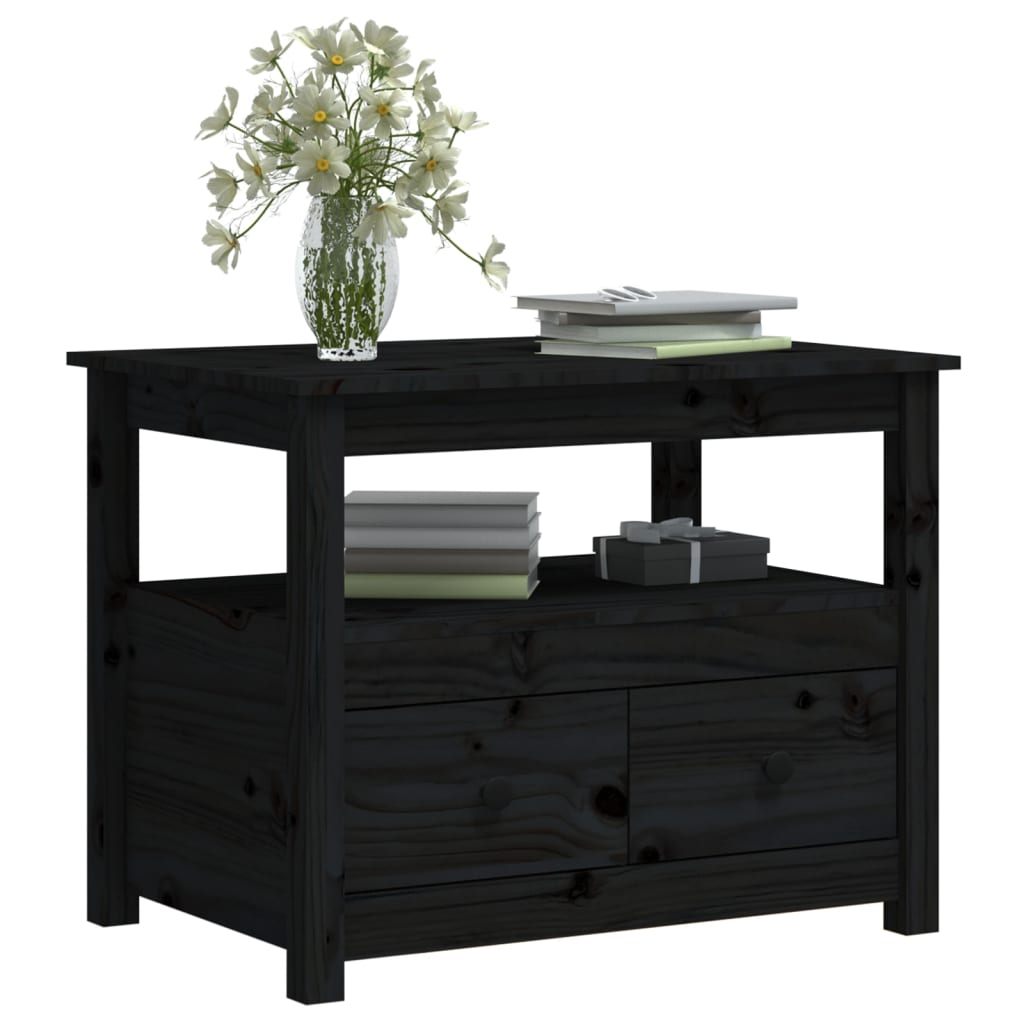 Salongbord svart 71x49x55 cm heltre furu