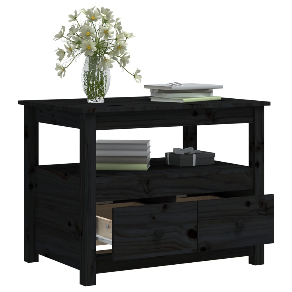 Salongbord svart 71x49x55 cm heltre furu