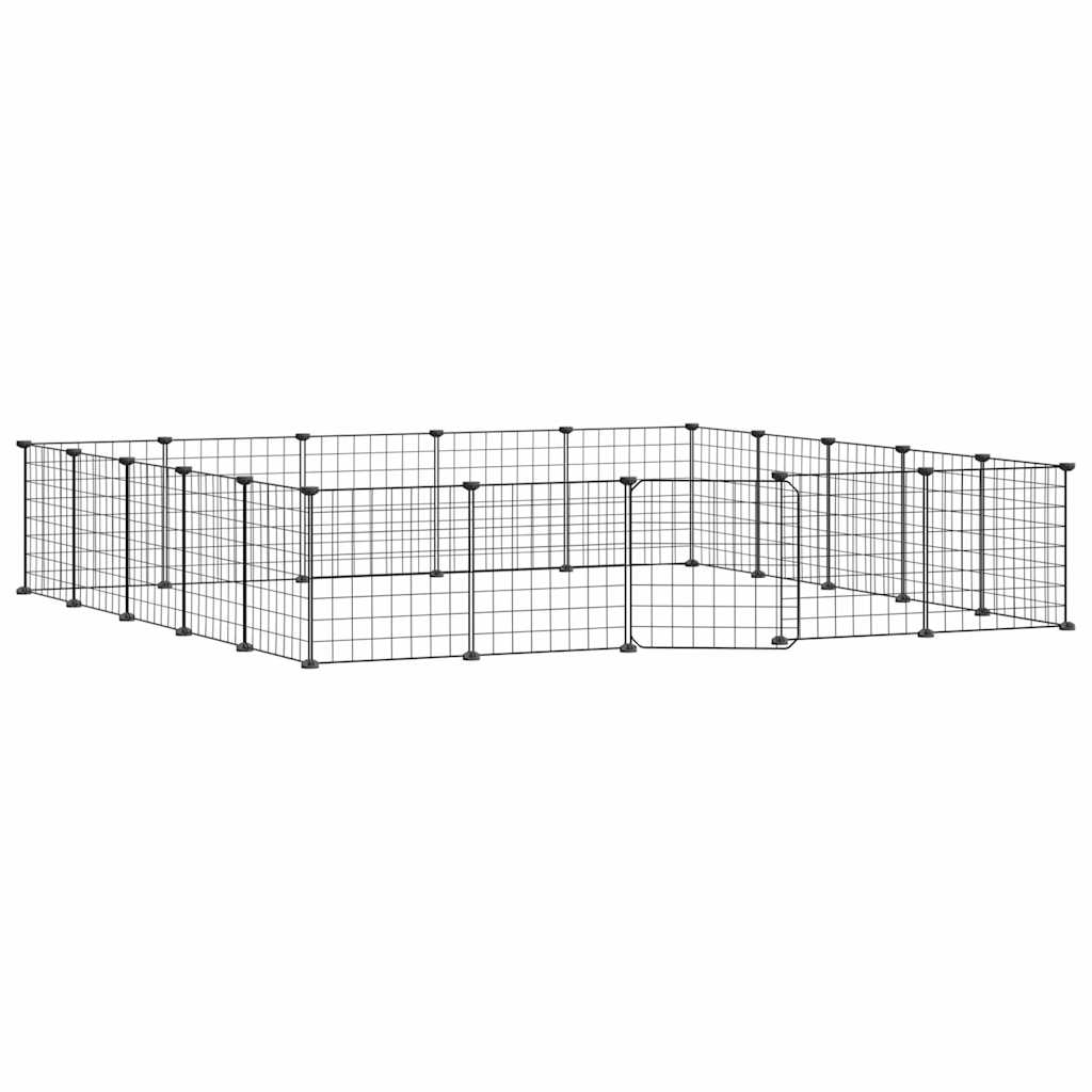 Dyrebur 20 paneler med dør svart 35x35 cm stål