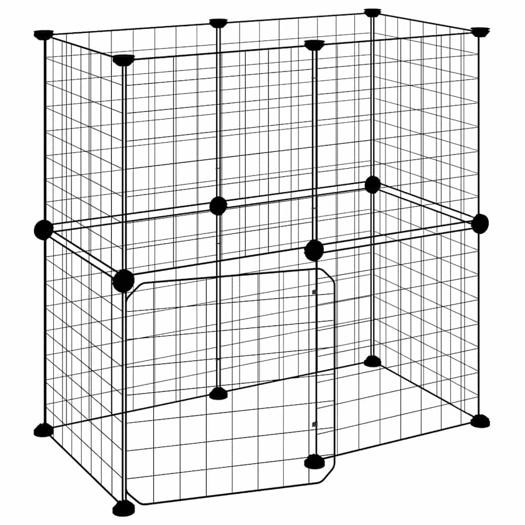 Dyrebur 12 paneler med dør svart 35x35 cm stål