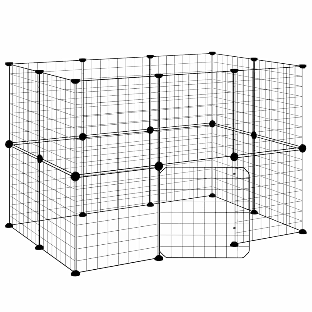 Dyrebur 20 paneler med dør svart 35x35 cm stål