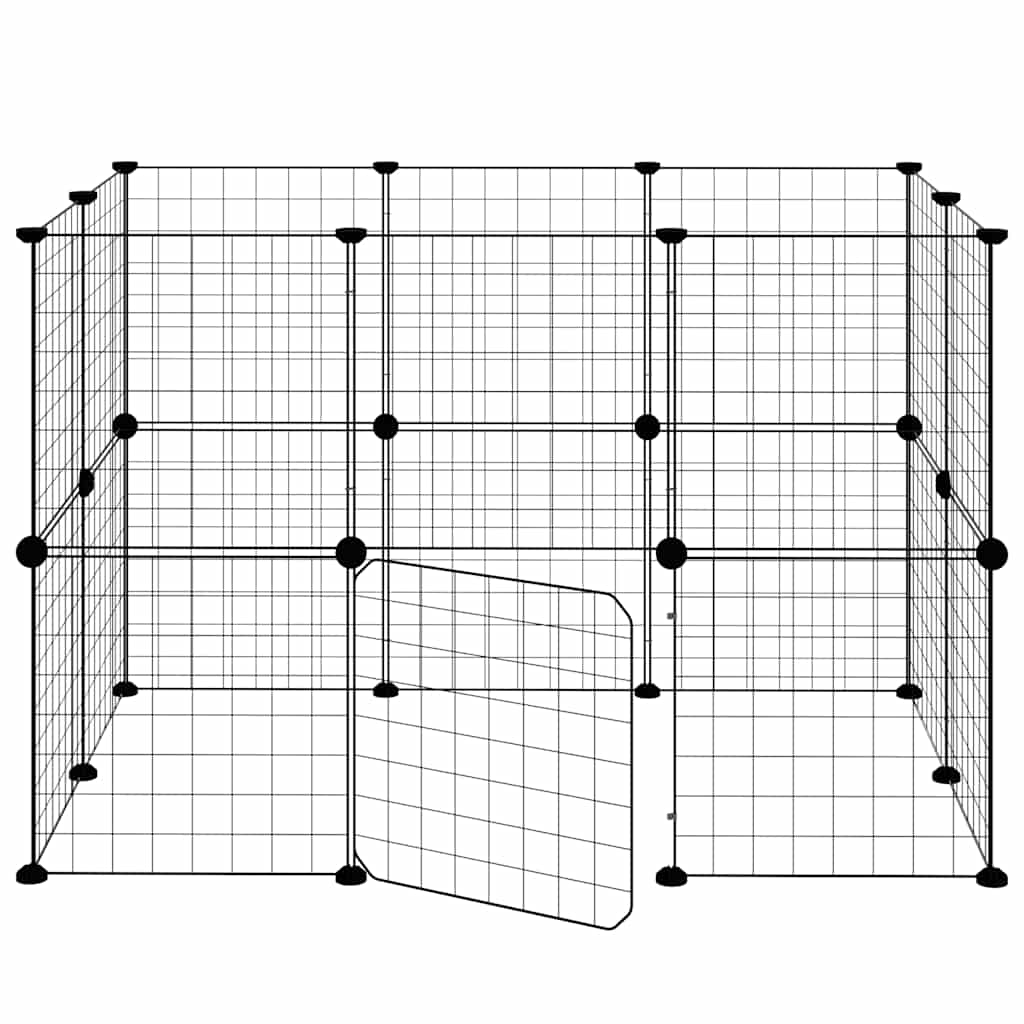 Dyrebur 20 paneler med dør svart 35x35 cm stål