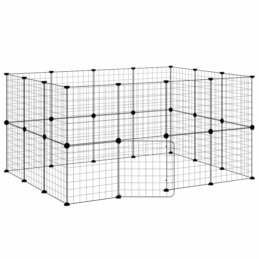 Dyrebur 28 paneler med dør svart 35x35 cm stål