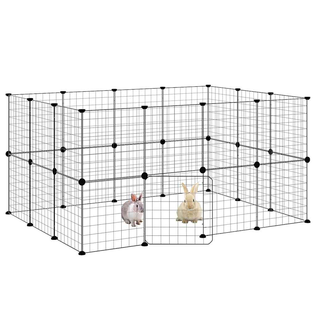 Dyrebur 28 paneler med dør svart 35x35 cm stål