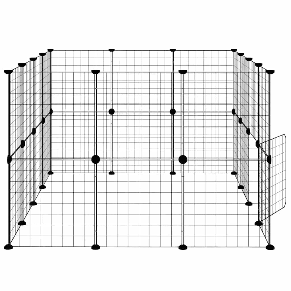 Dyrebur 28 paneler med dør svart 35x35 cm stål