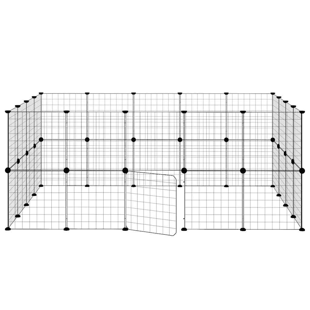Dyrebur 36 paneler med dør svart 35x35 cm stål