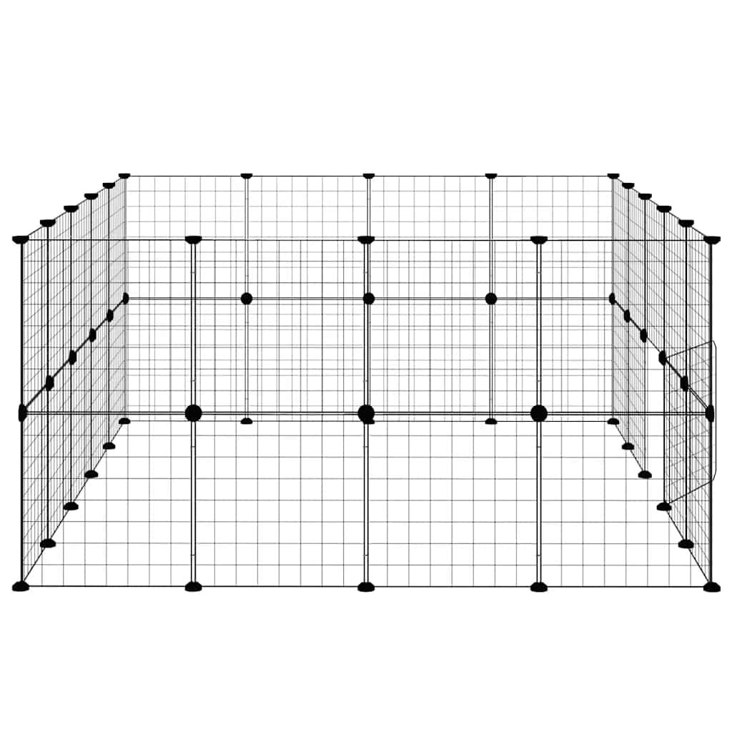 Dyrebur 36 paneler med dør svart 35x35 cm stål