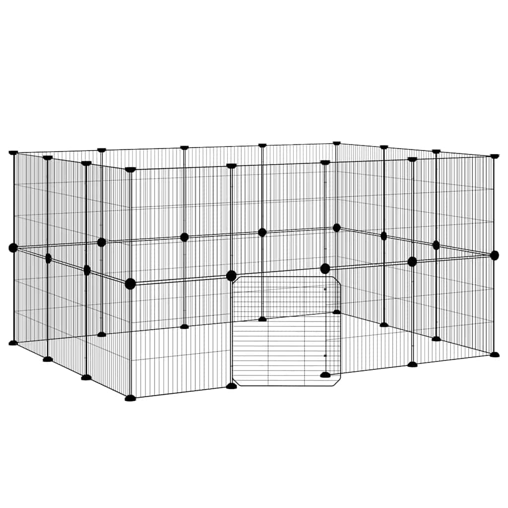Dyrebur 28 paneler med dør svart 35x35 cm stål