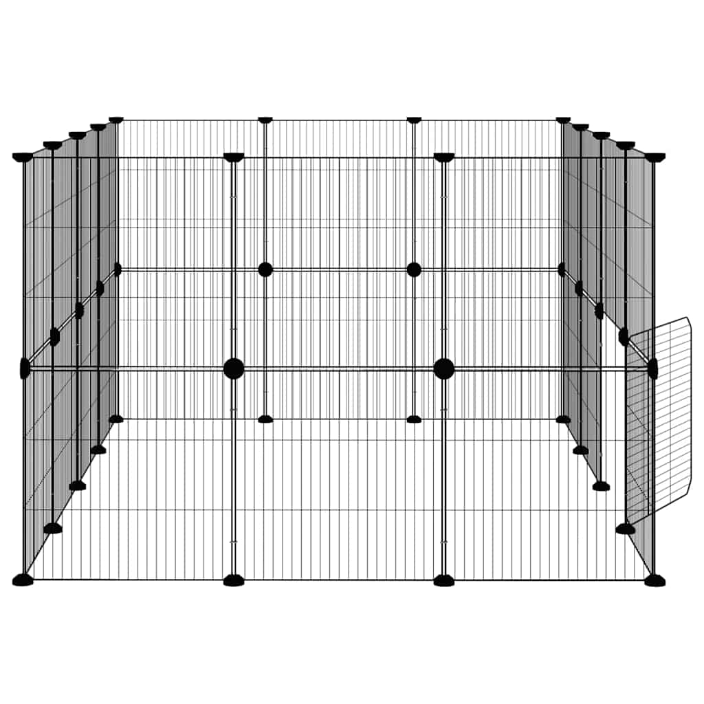 Dyrebur 28 paneler med dør svart 35x35 cm stål