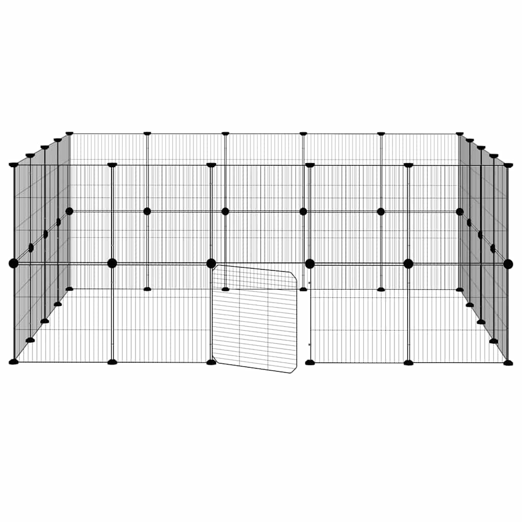 Dyrebur 36 paneler med dør svart 35x35 cm stål